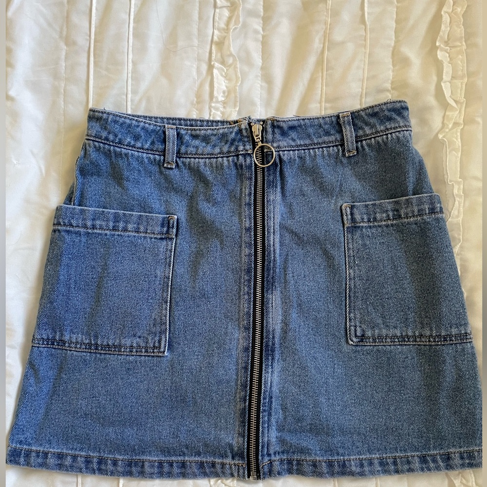 Topshop high rise denim zip mini skirt size 26/27